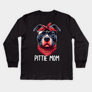 Pittie Mom Pitbull Dog Mothers Day Kids Long Sleeve T-Shirt